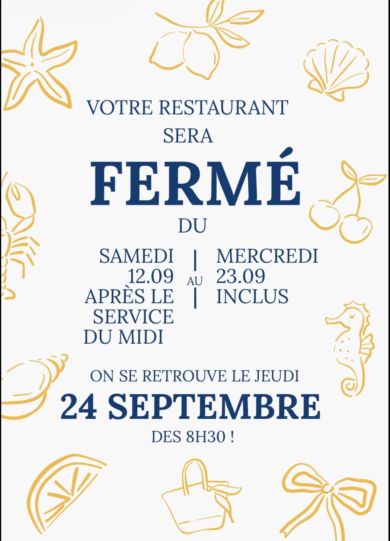 FERMETURE ANNUELLE