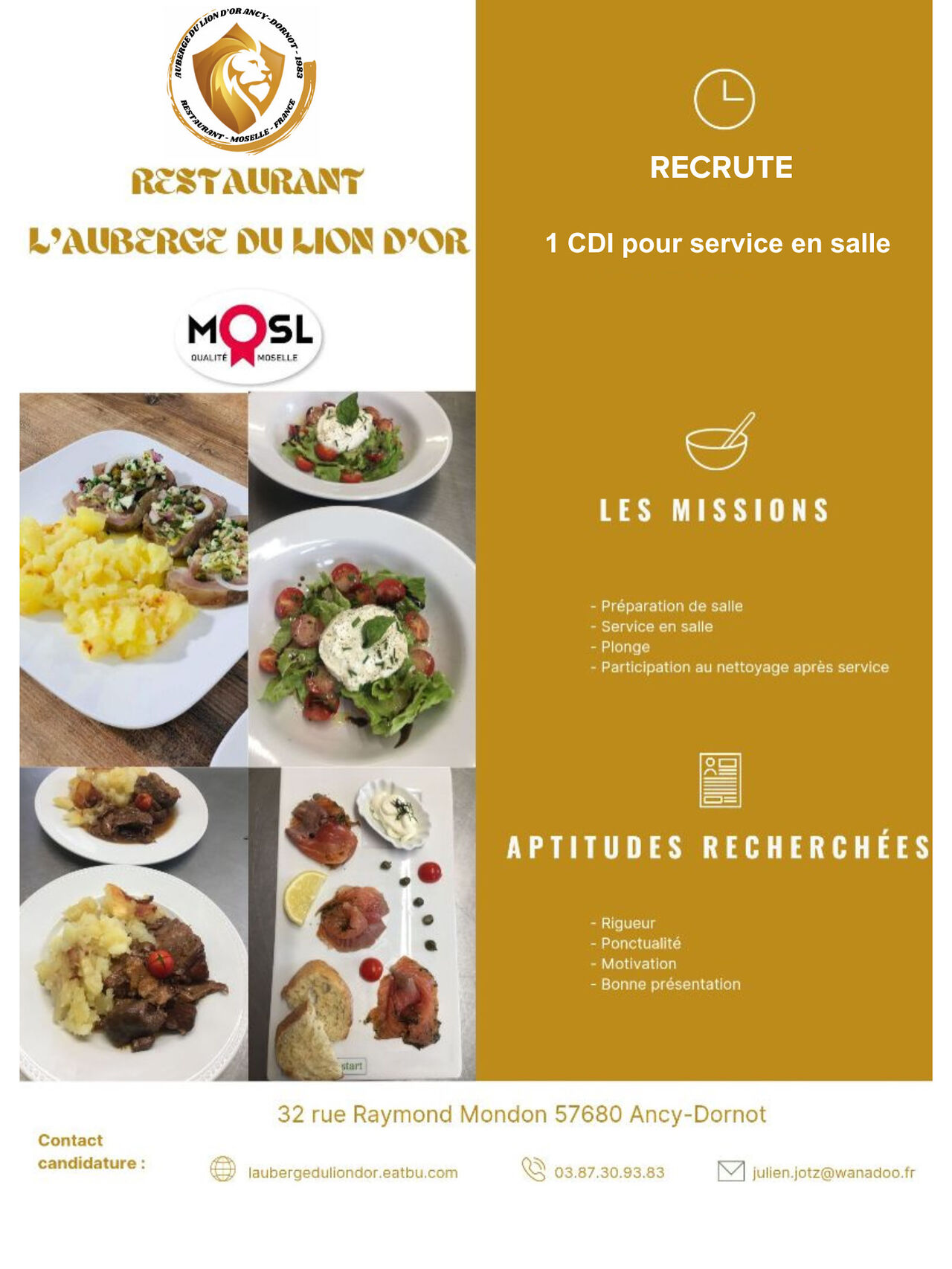 OFFRE D’EMPLOI CDI SALLE