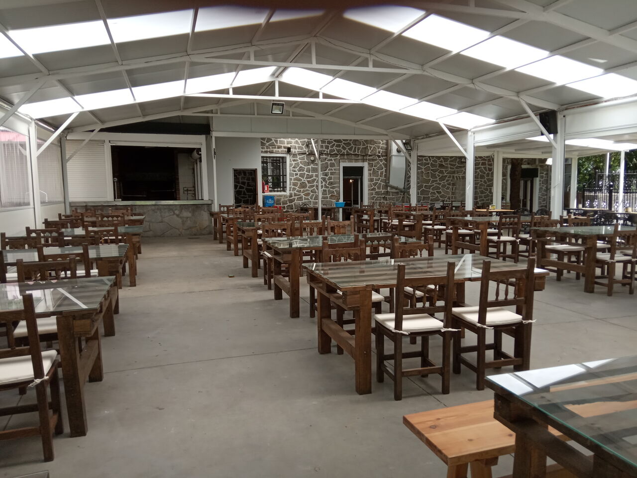 Terraza rodeada de tilos y plataneros