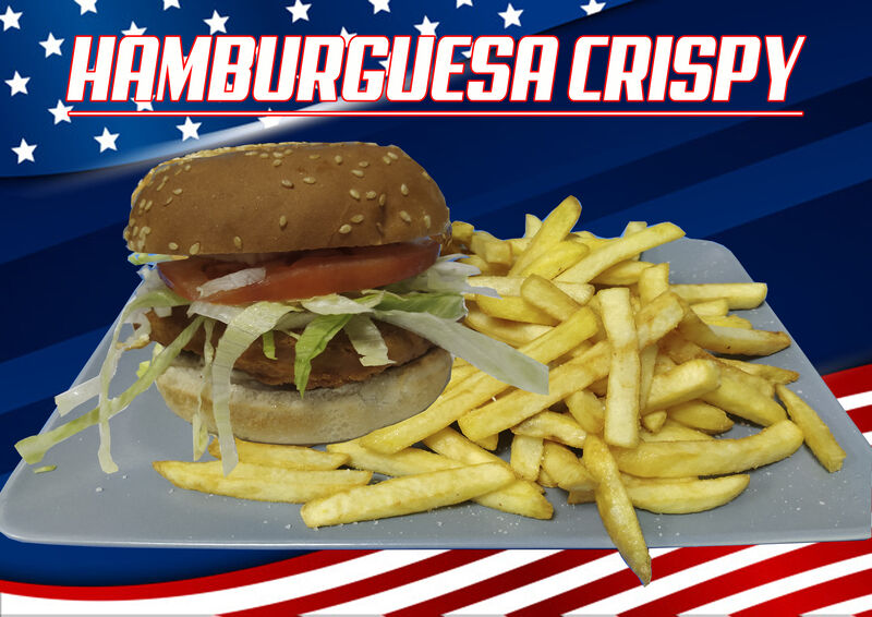 Pollo crujiente, Lechuga, Tomate Natural y Mayonesa.
