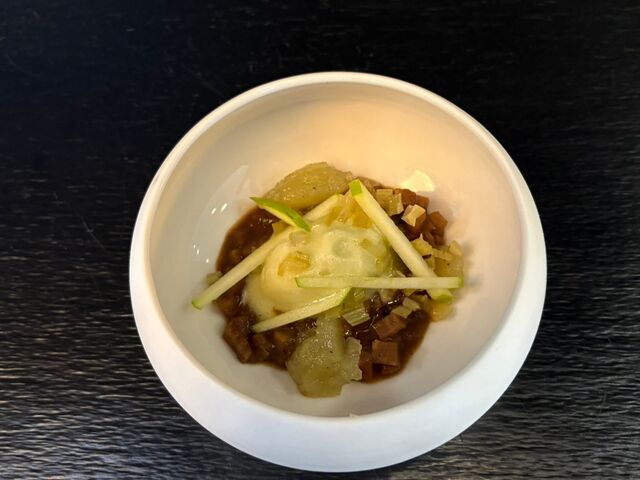 Entracte avant la viande : céleri et pomme verte