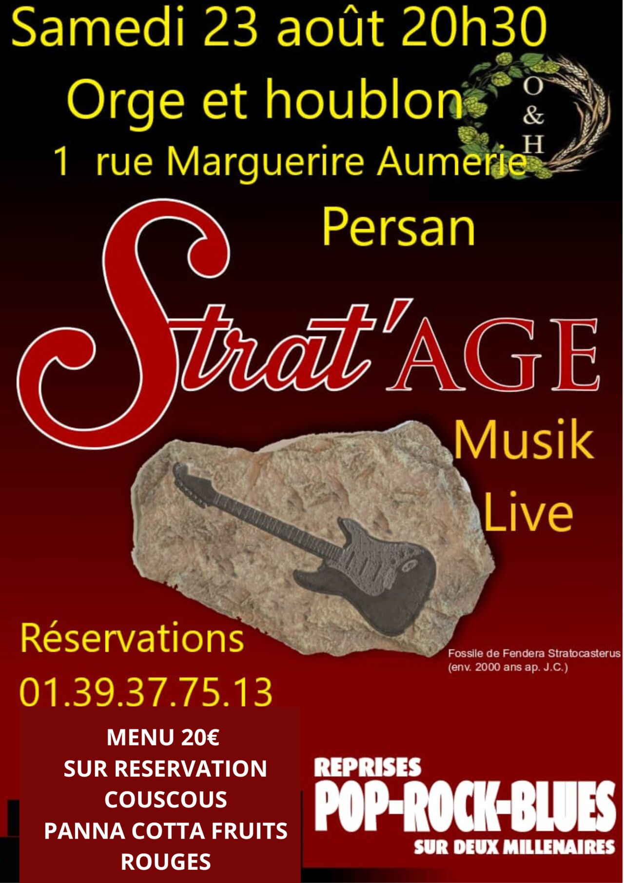 Repas Concert les Strat'Age le 23 Août à 20h30