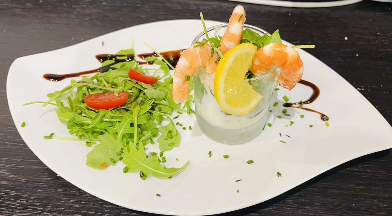 Verrine à la crème de chèvre et aux crevettes