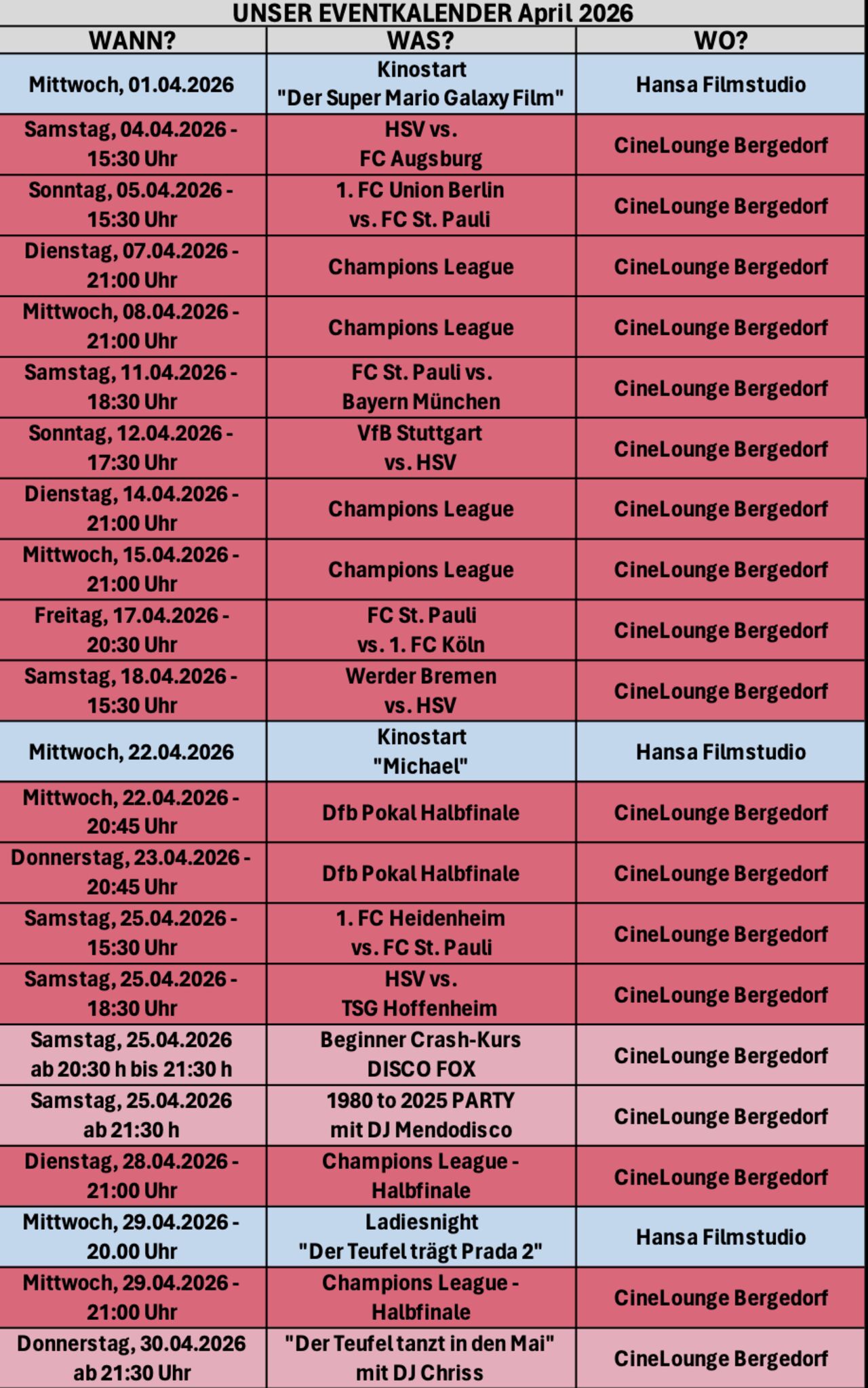 Unsere Events im April 2026