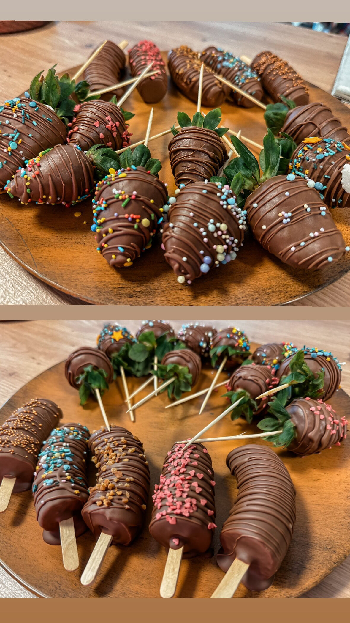 Banány a Jahody v čokoláde