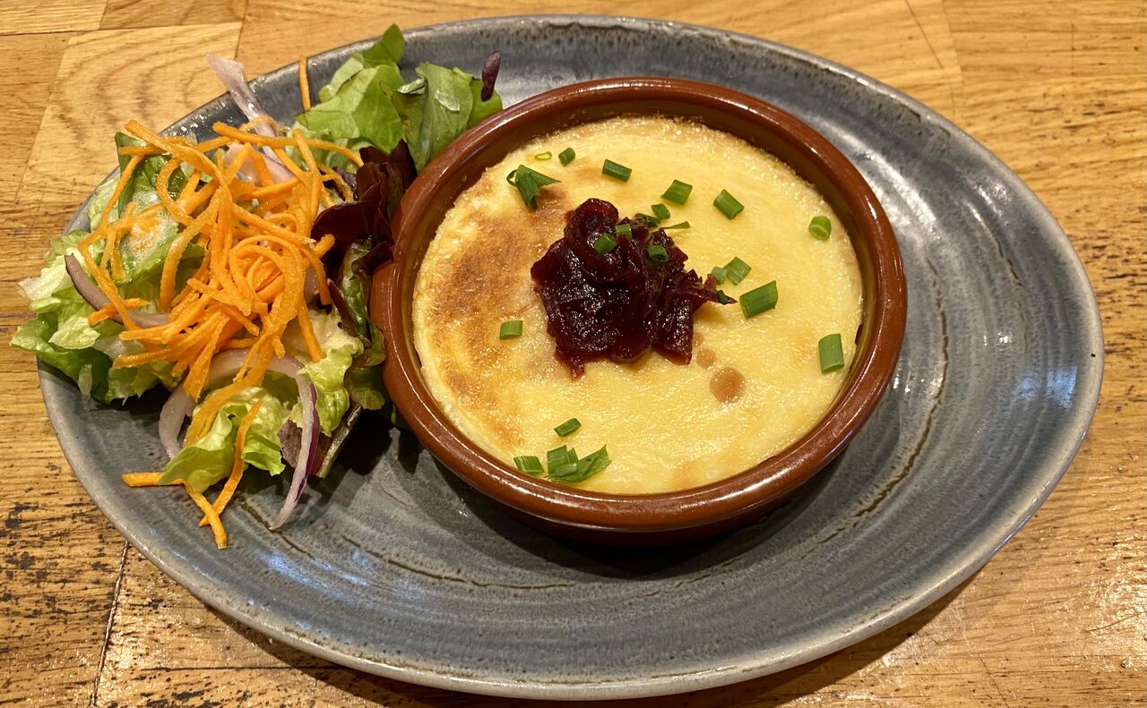 Crème brûlée oignons chèvre 