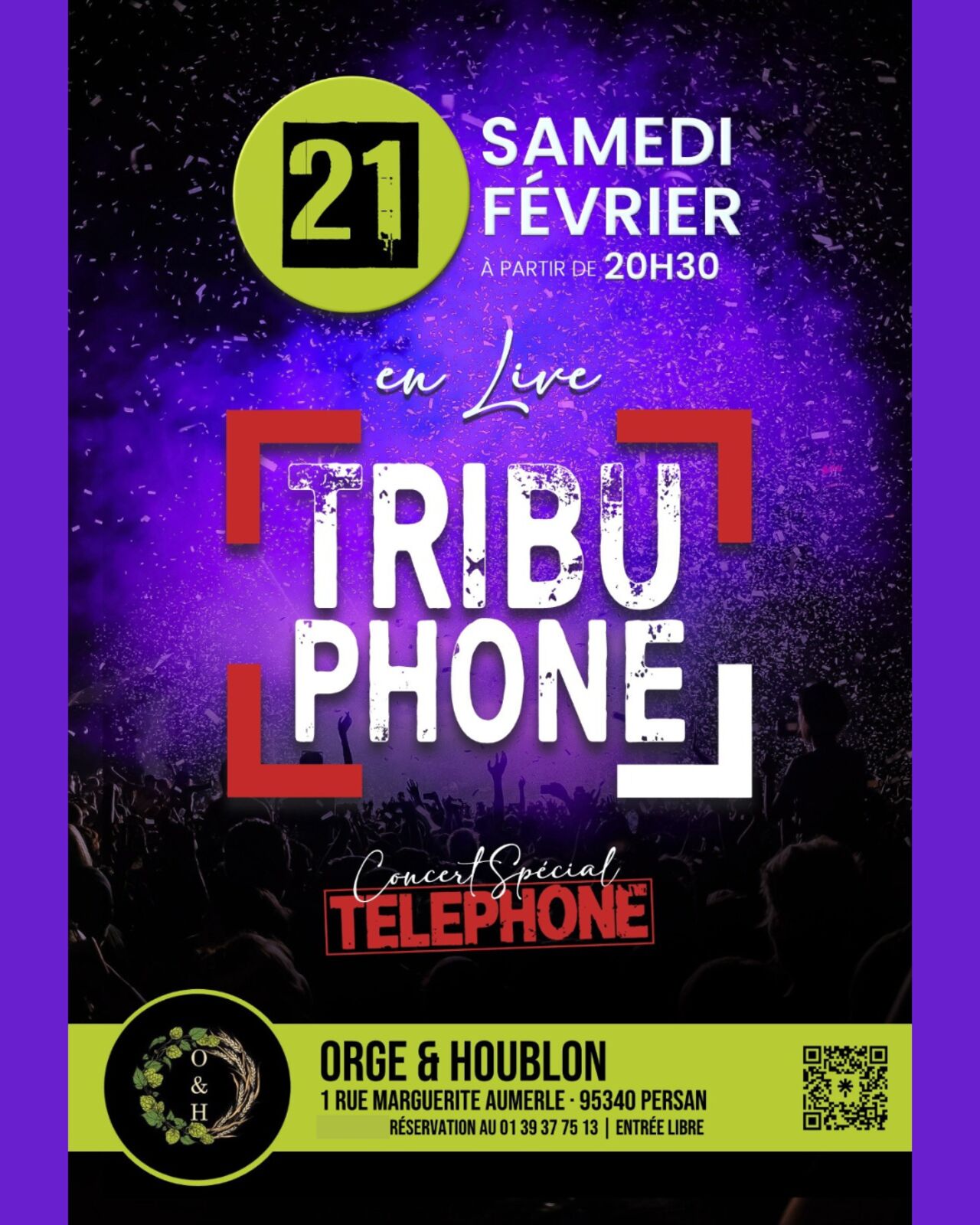 Concert tribute Téléphone samedi 21 février