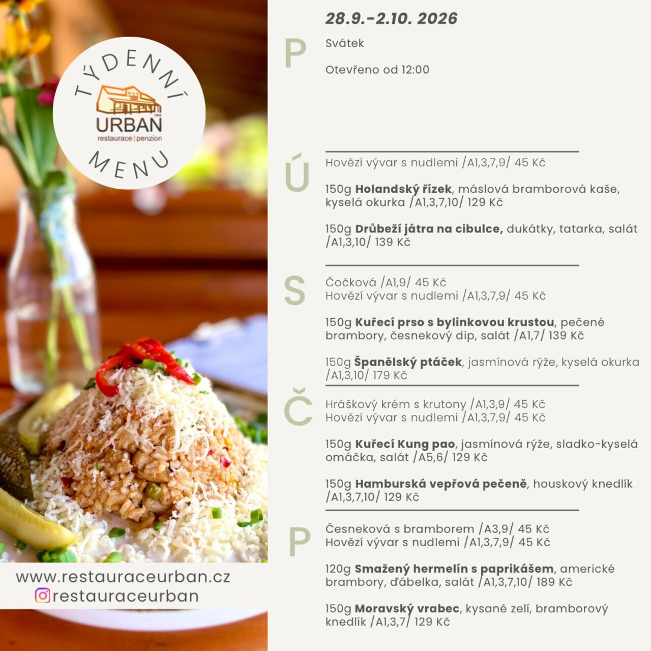 Obědové menu 29.-2.10.