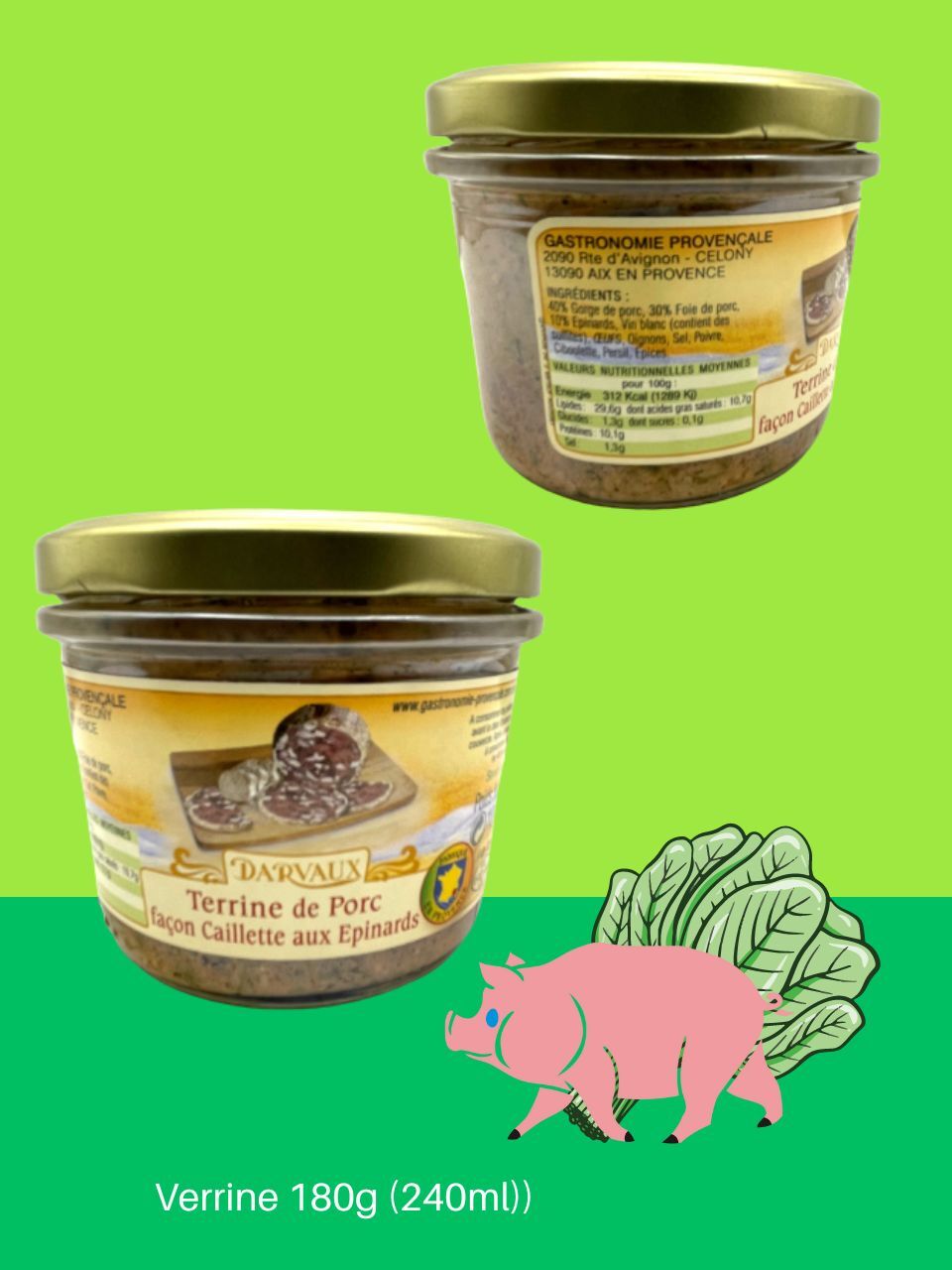 TERRINE de PORC façon Caillette aux Epinards - 180g - 240ml