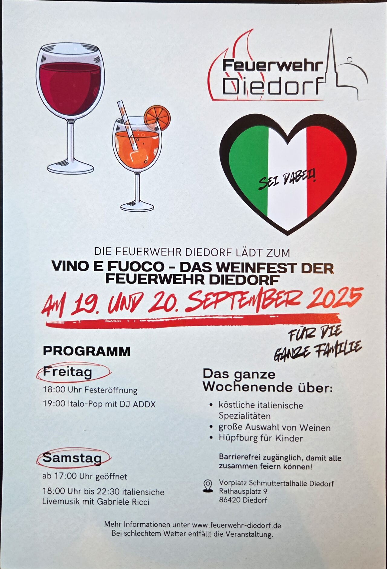 Vino e Fuoco - Das Weinfest der Feuerwehr Diedorf
