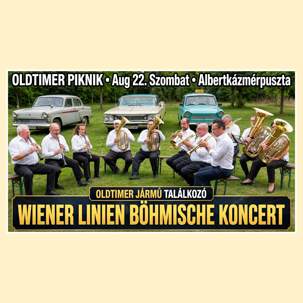 Böhmische KONCERT Wiener linien fúvószenekar & OldTimer találkozó