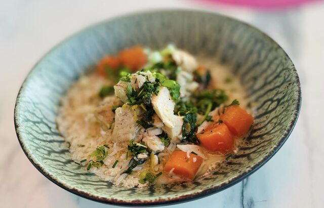 Poisson, riz sauté aux légumes