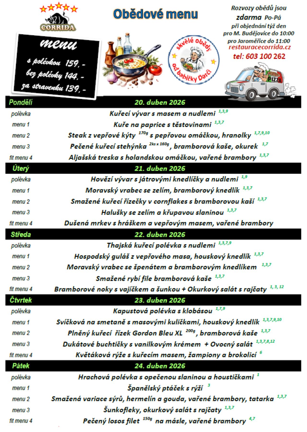 Týdenní obědové menu