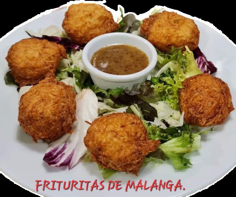 Frituritas de malanda con salsa agridulce picante. 
