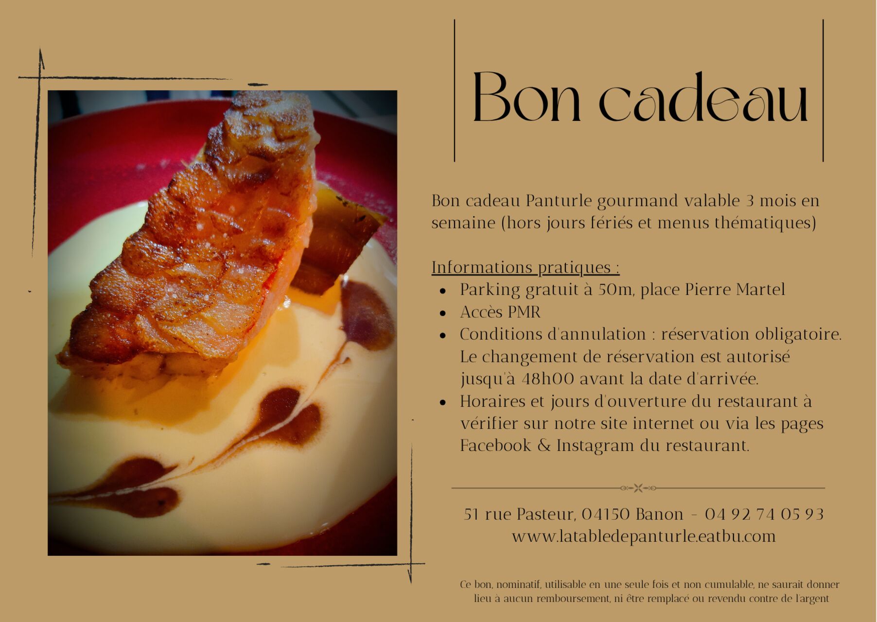 Bon cadeau restaurant