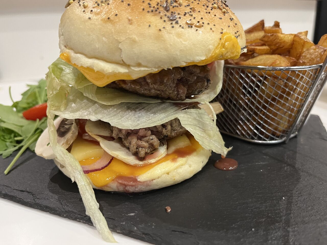 Double cheese burger steak