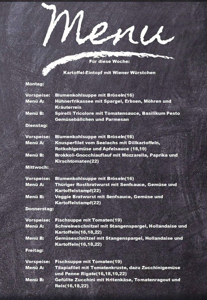 Speiseplan für diese Woche