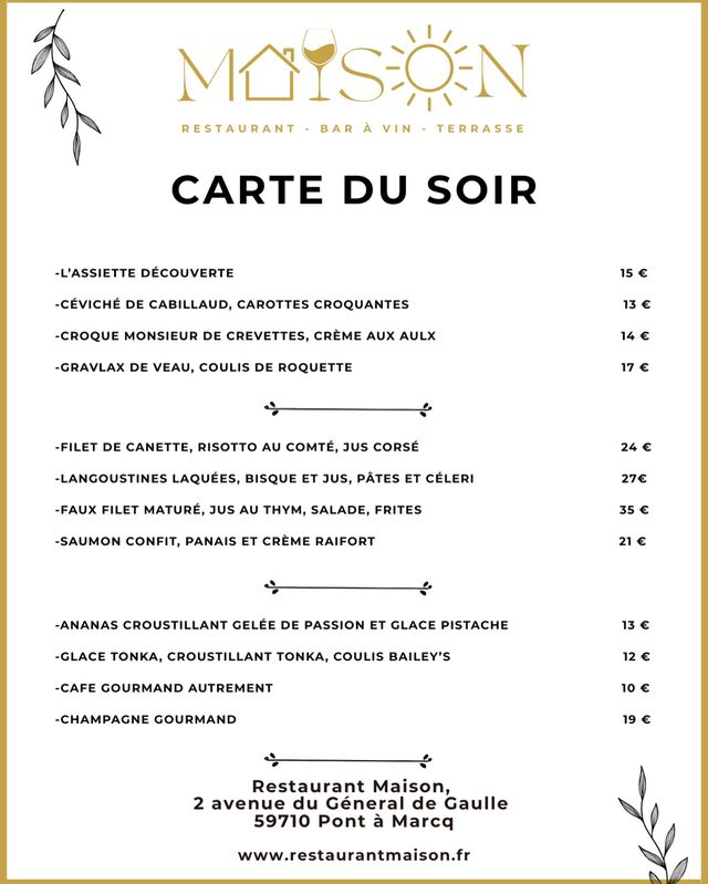 Menu du soir 13 janvier