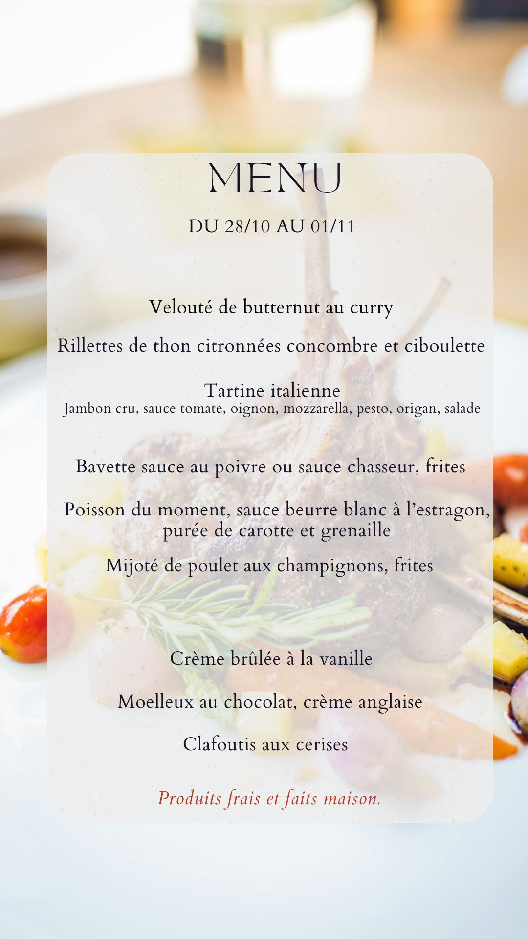 Menu du 28/10/25 au 01/11/25