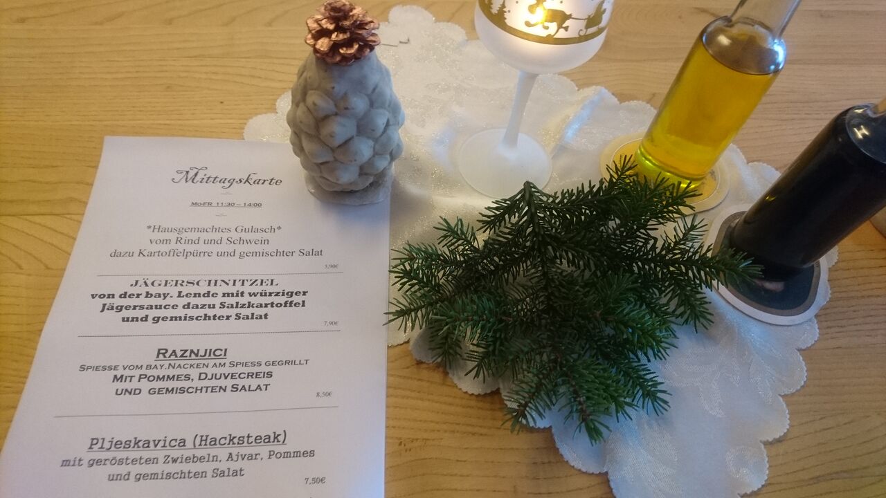 Mittagstisch im Wirtshaus B13 vom Mo. 2.Dez. - Fr. 6.Dez. 19 immer von 11:30-14:00