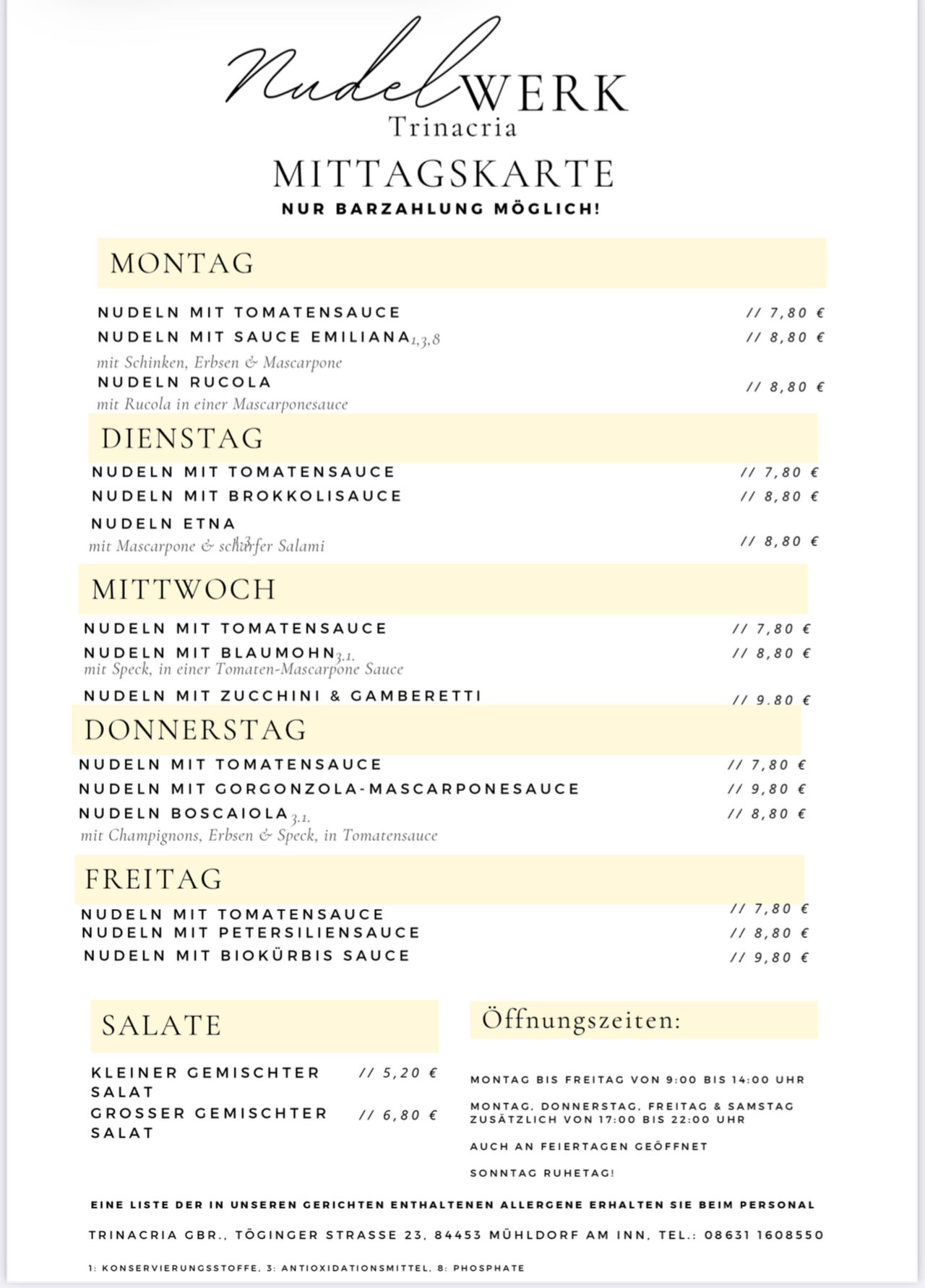 Mittagskarte 30.09 - 04.10