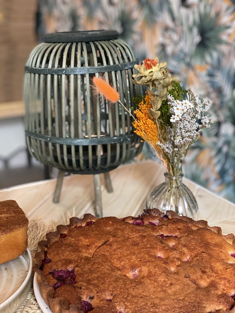 Tarte du jour
Framboises & amandes