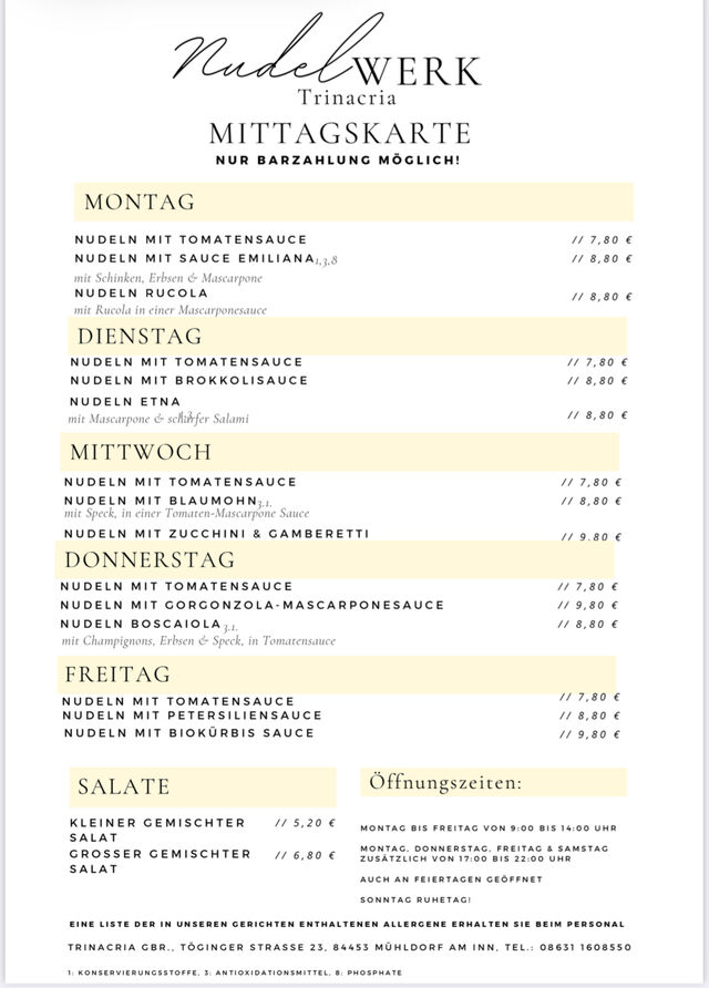 Mittagskarte 30.09 - 04.10