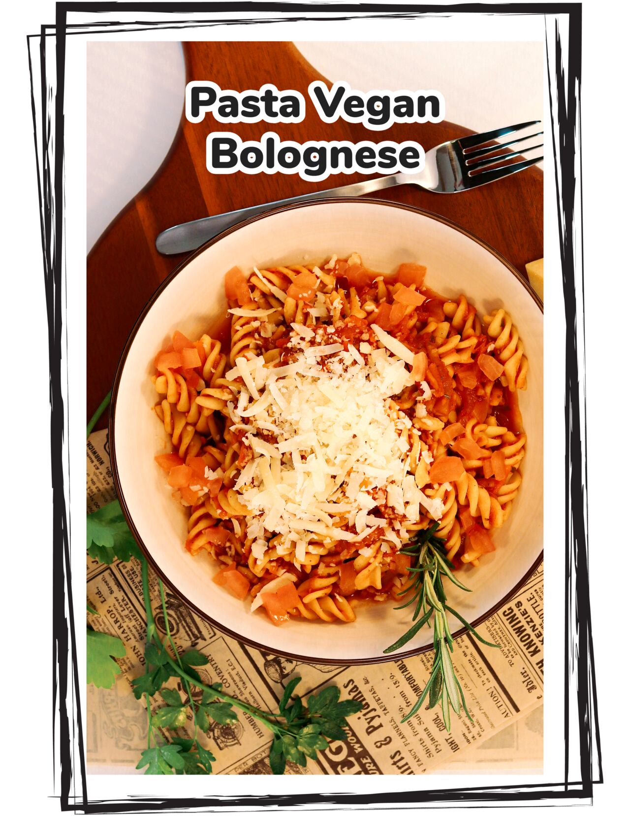 Pasta Fusilli mit Vegan Bolognese