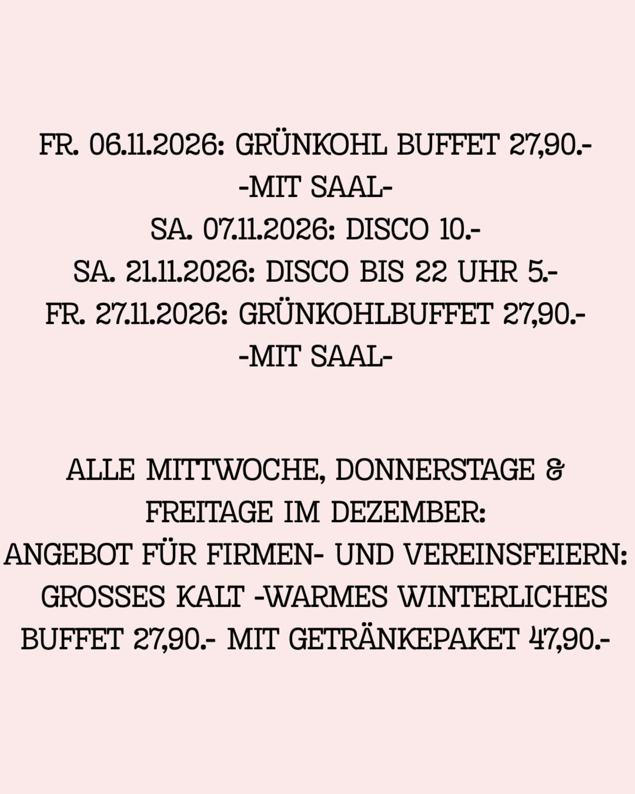 Buffet Abende in Weddelbrook November