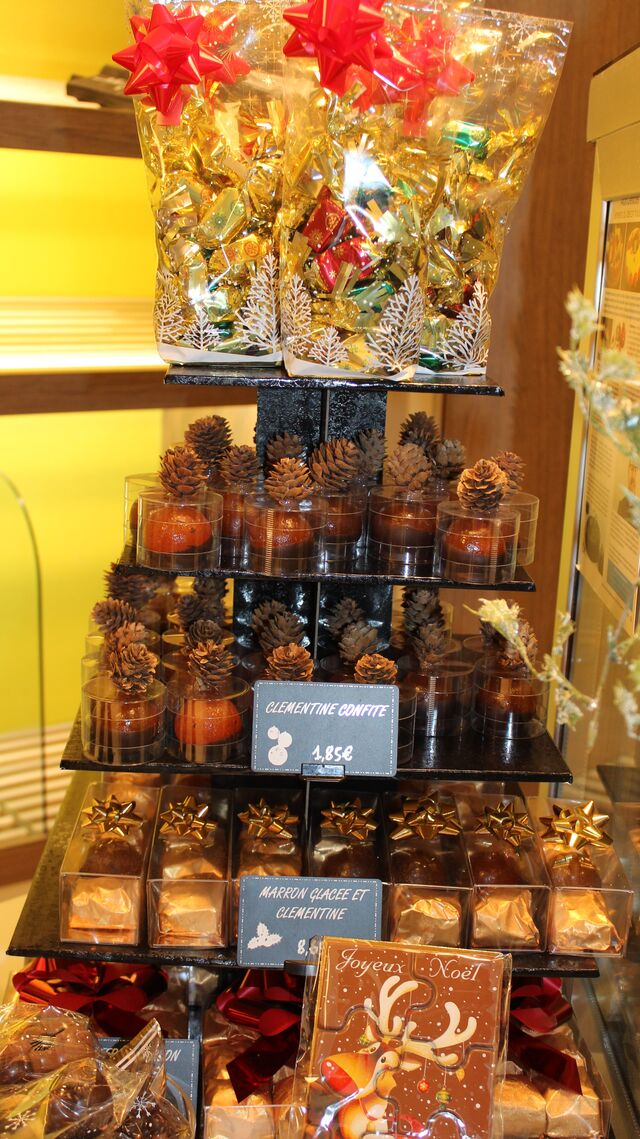 Clémentine confite au chocolat, marrons glacés ...