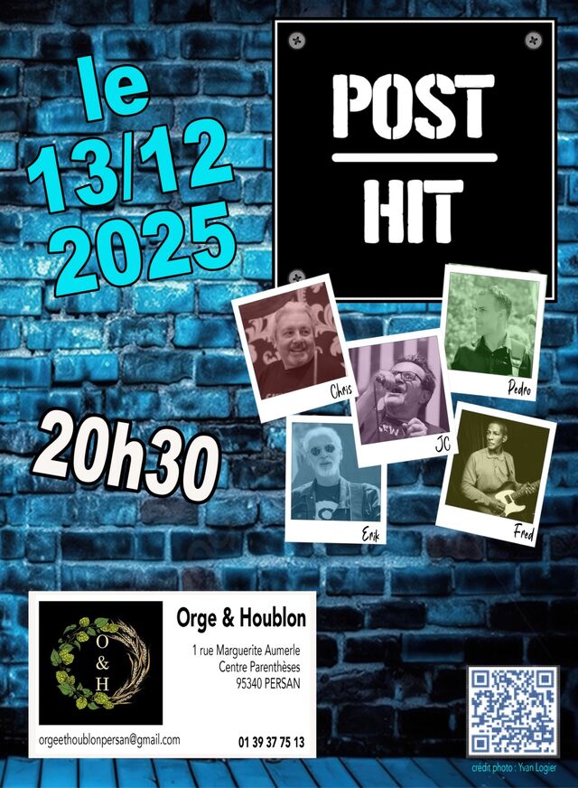 Concert des Post Hit Samedi 13 Décembre à 20h30