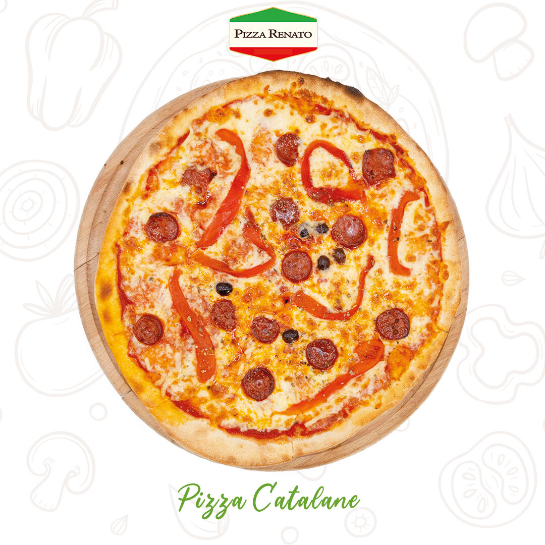 Tomate, fromage, poivrons, chorizo, olives et origan.33 cm.