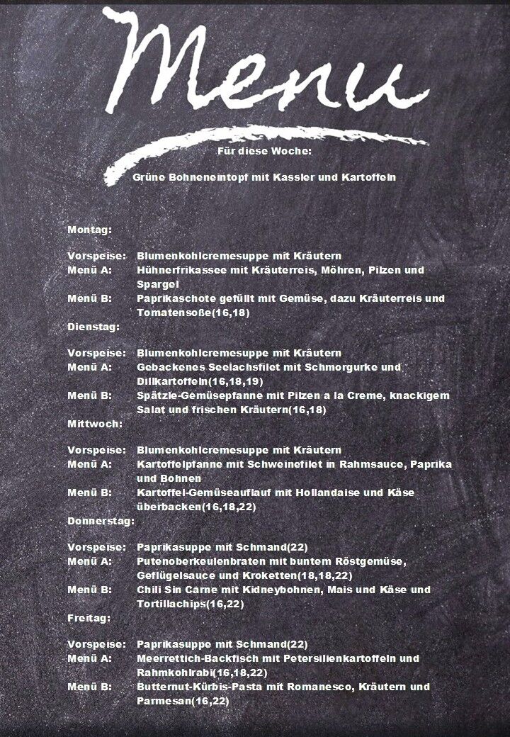 Speiseplan für diese Woche