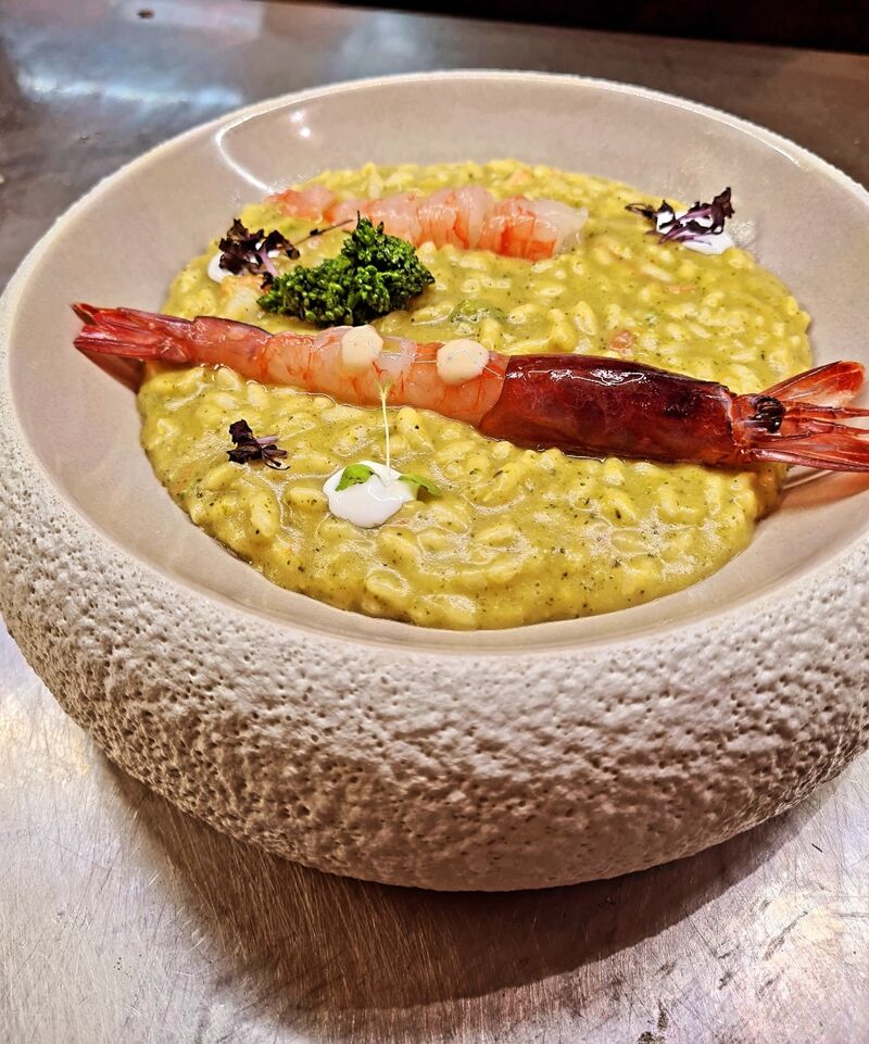 Risotto cime di Rapa Burrata e Gambero Rosso