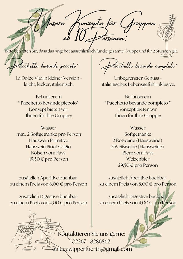 Pacchetto bevande Da Luca