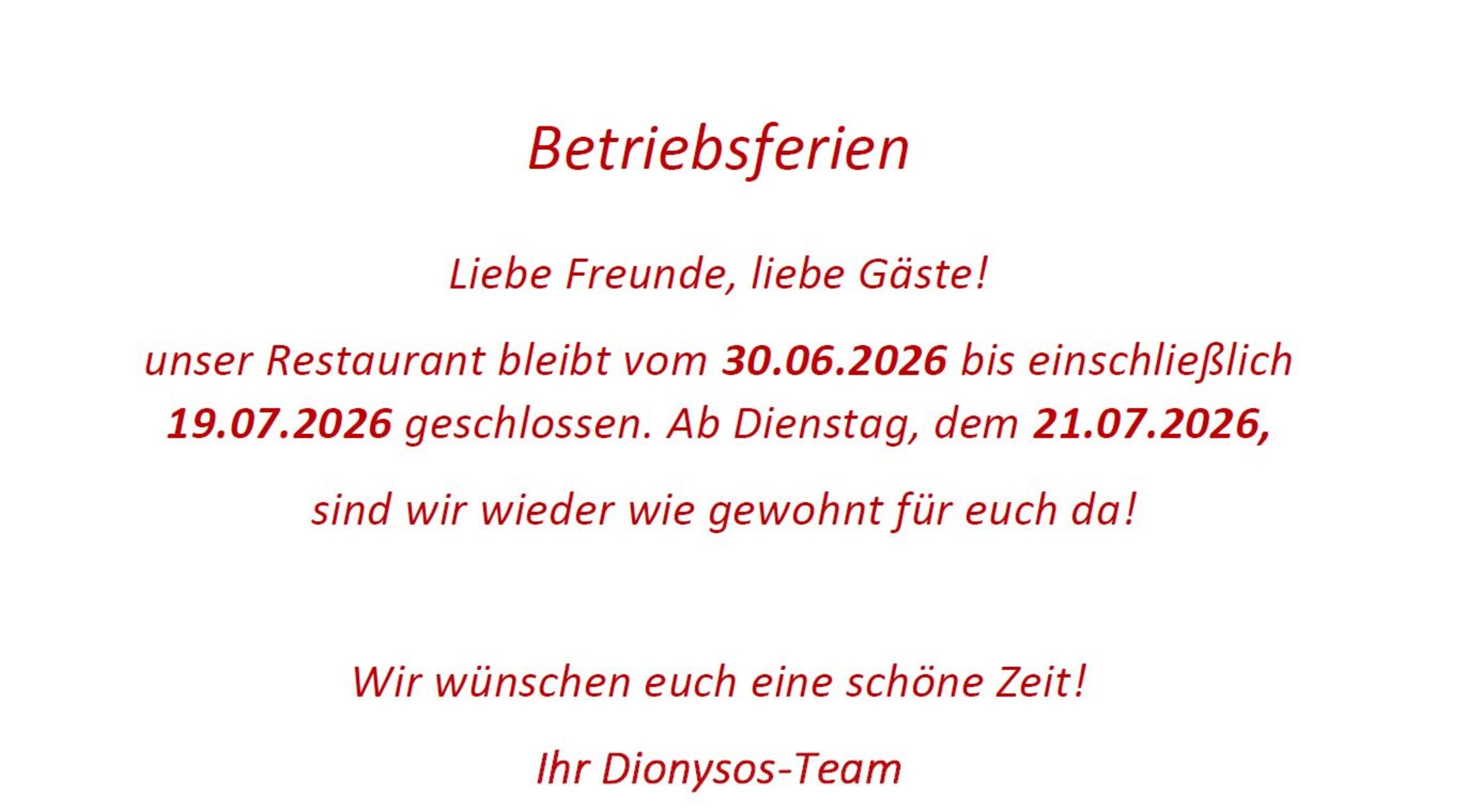 Betriebsferien