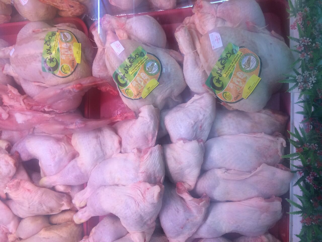 Un grand choix de volailles à prix promotionnel : ex: cuisses de poulet : 4 kg=10 € ...