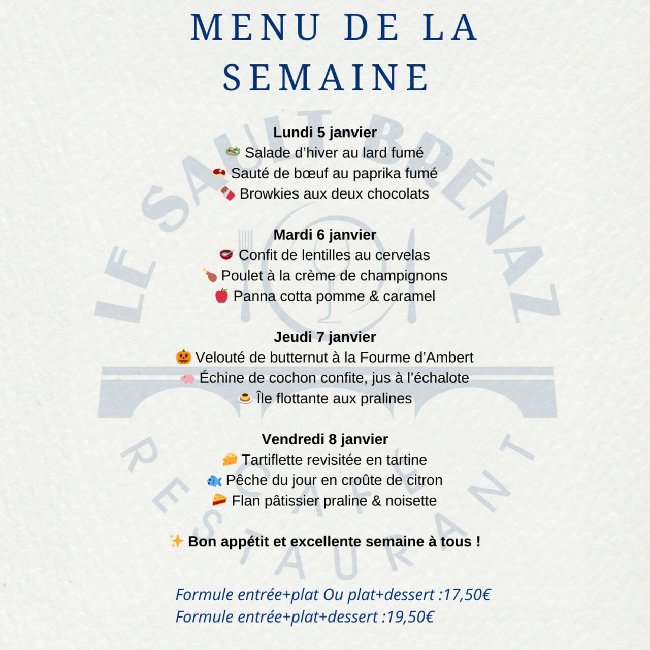 Menu de la semaine