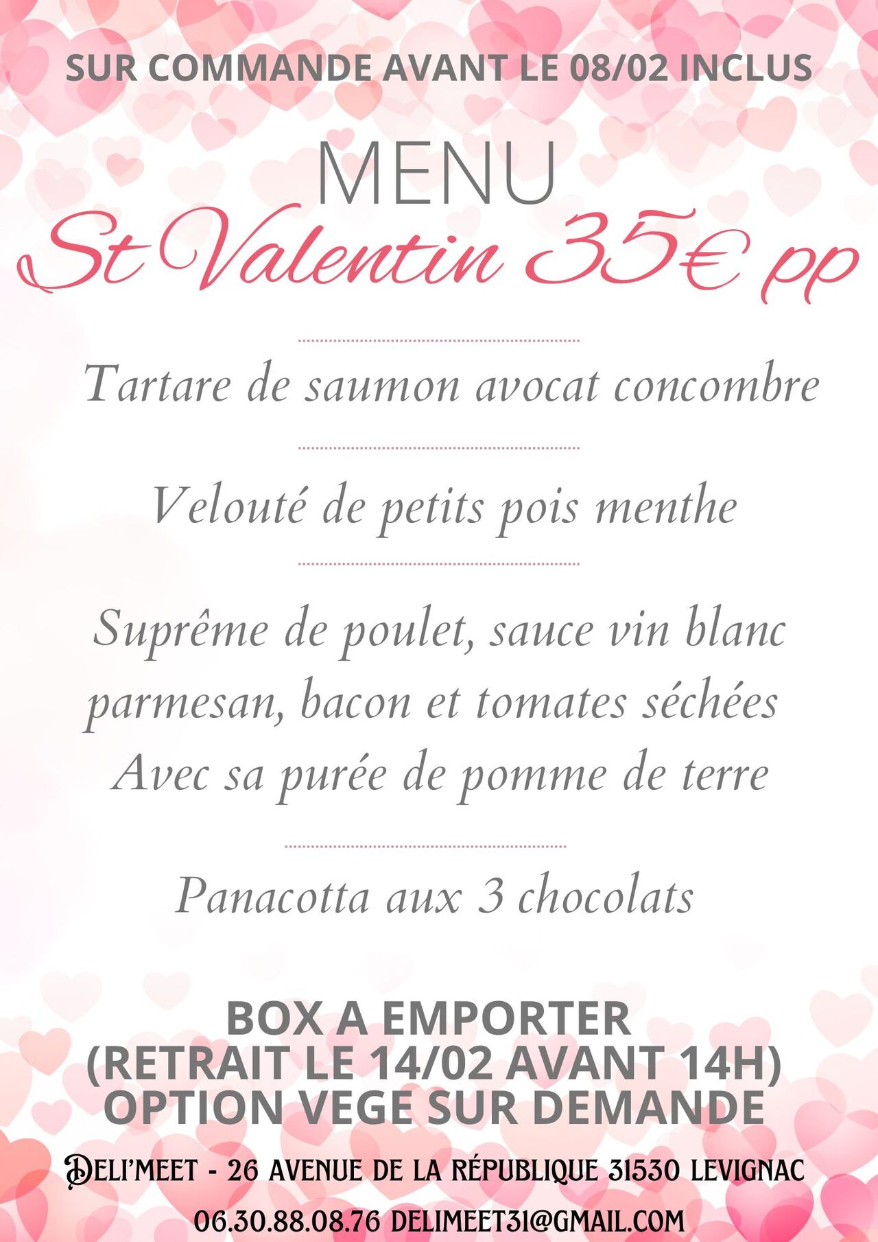 Menu St Valentin