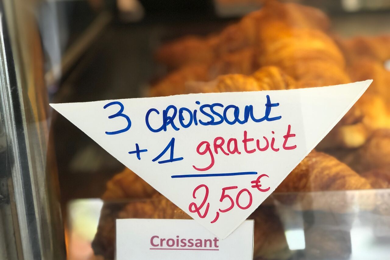 3 croissants achetés 1 gratuit