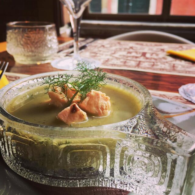 Wild Dill Soup with Salmon