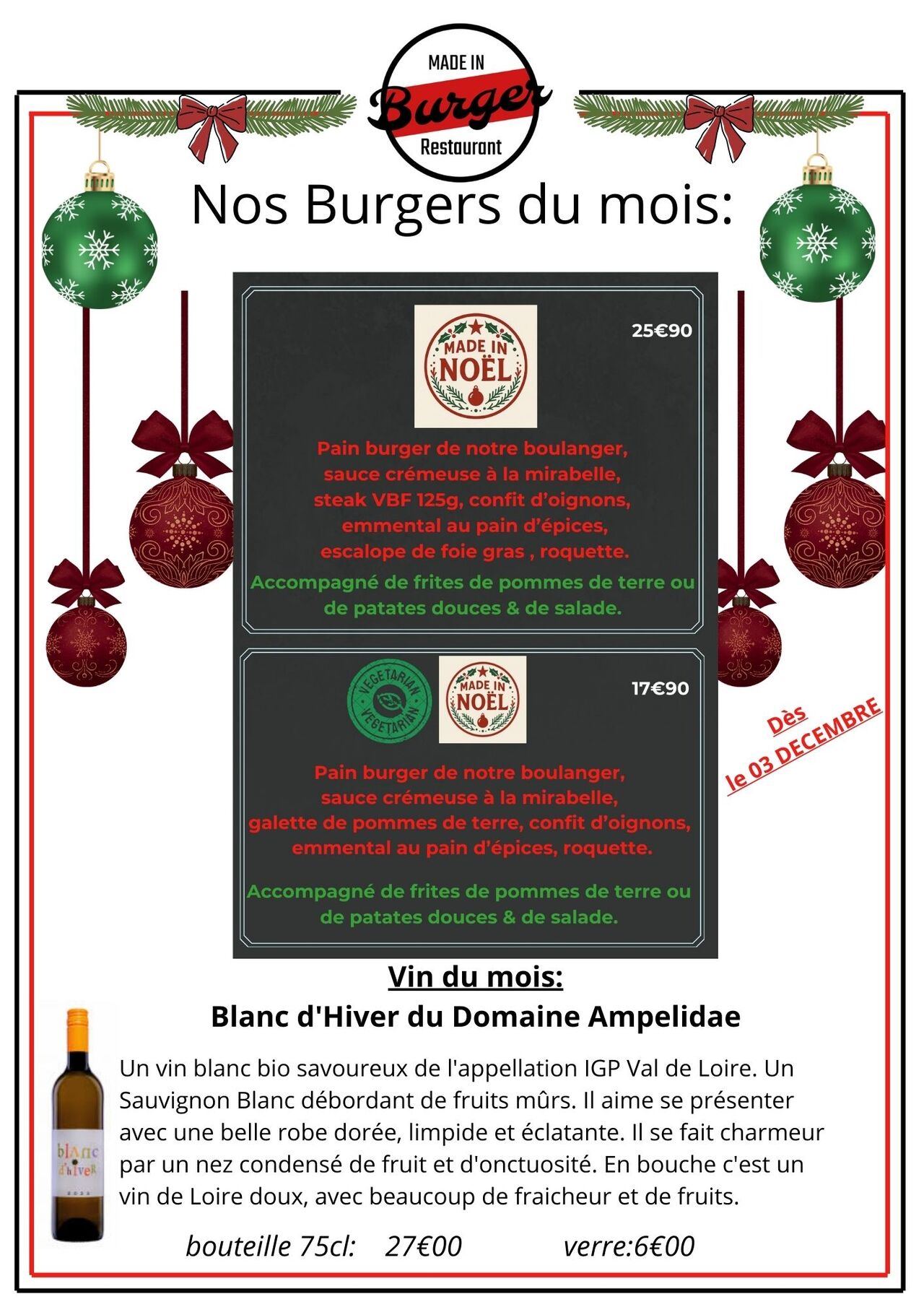 Le Burger de Noël arrive le 3 décembre ! 🎄
