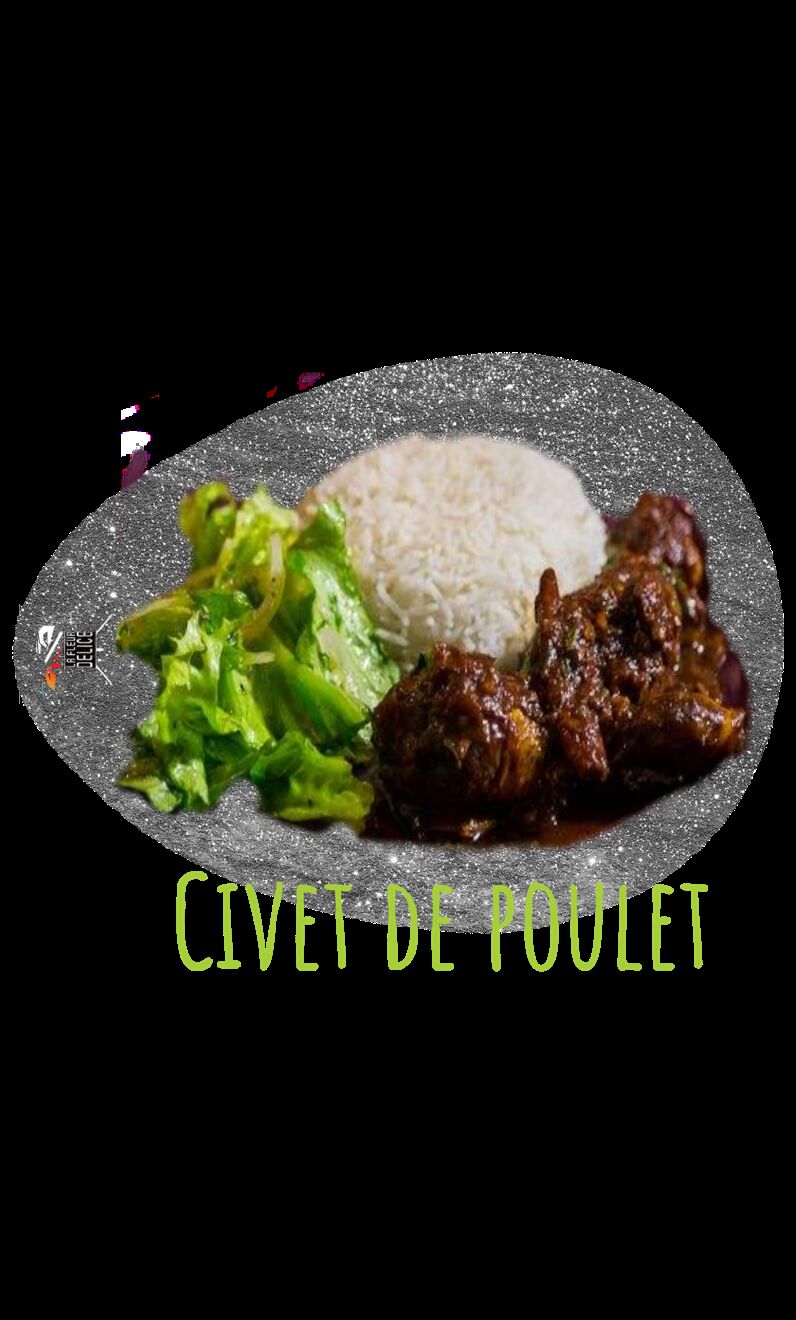 Civet de poulet sauce cannelle girof écrase et  tomate cuite en sauce avec boeuf ef, poulet, ou poisson 