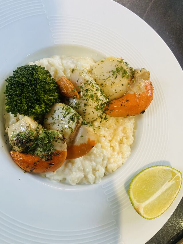 Risotto maison aux St Jacques fraîches