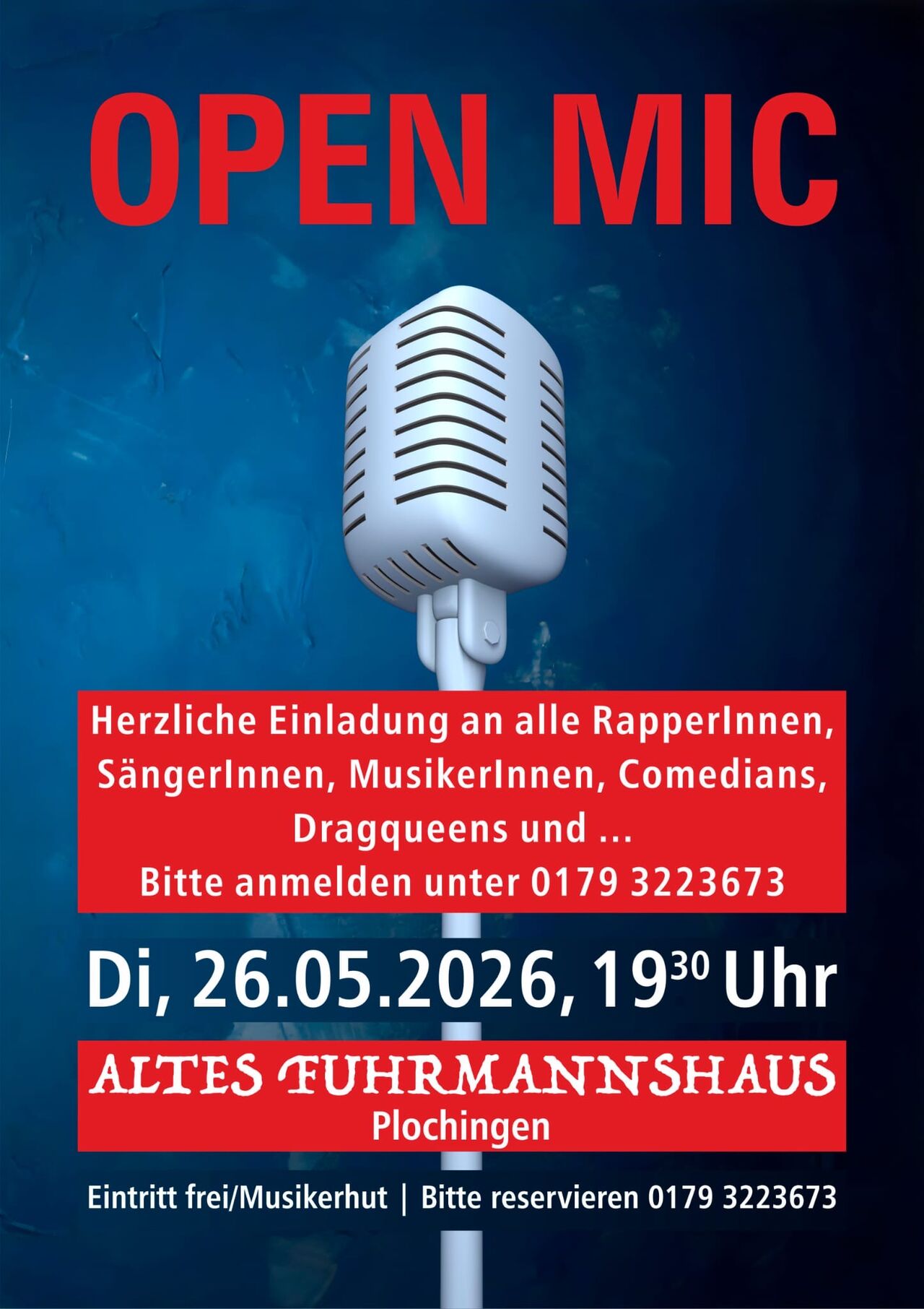 Dienstag, 26.05.26: "Open Mic" Night ab 19:30 Uhr