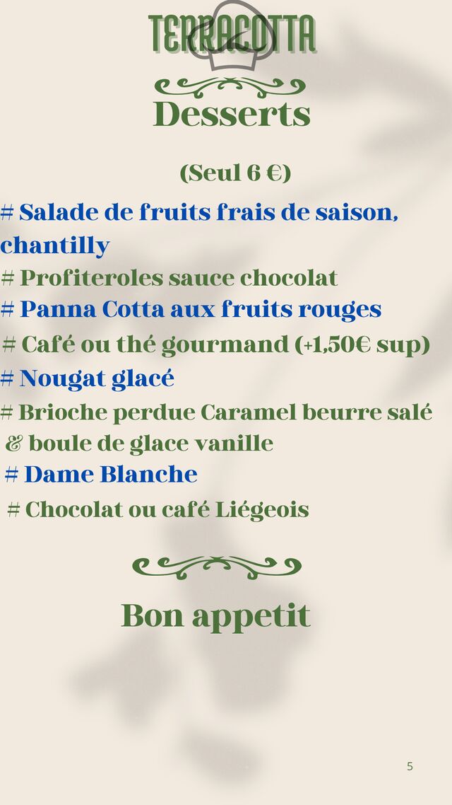 Notre séléction de dessert à la carte