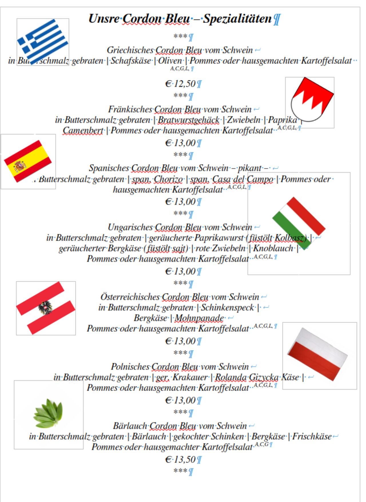 Neue Cordon Bleu Varianten