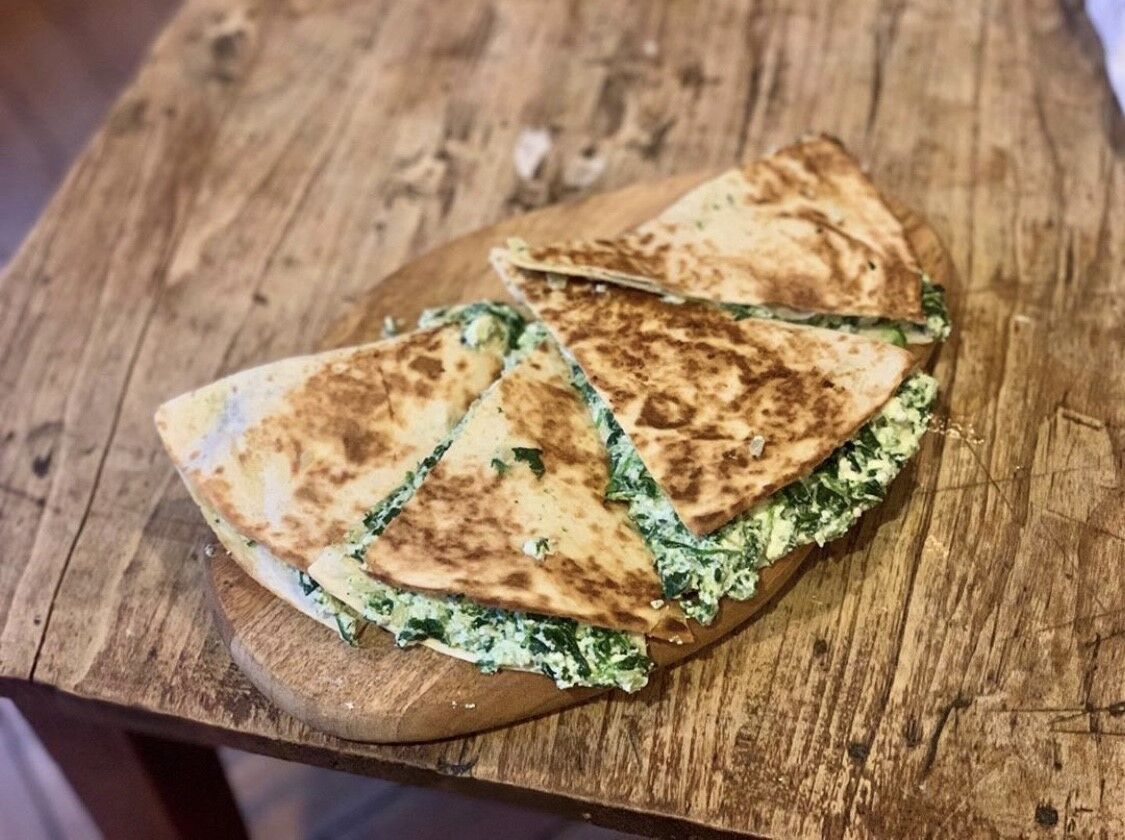 La quésadillas, une des planches du moment
(Ricotta-Epinard)