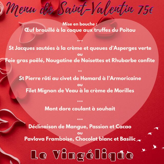 NOTRE MENU ST VALENTIN