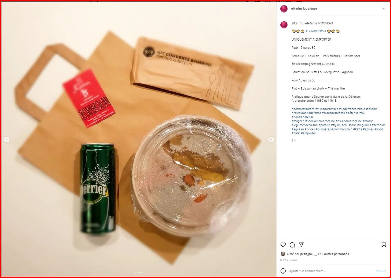 Le Petit Seksu - uniquement à emporter - pratique pour déjeuner en extérieur ou au bureau à 12€50 ou 15€50